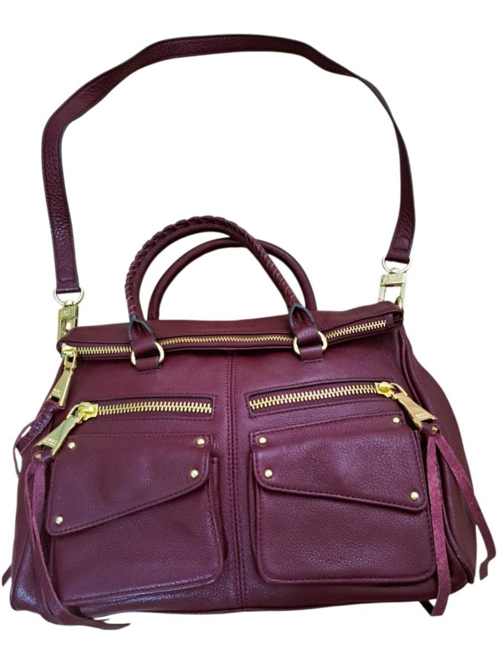 Aimee Kestenberg Women's Pebble Sangria Leather Satchel Handbag Soho